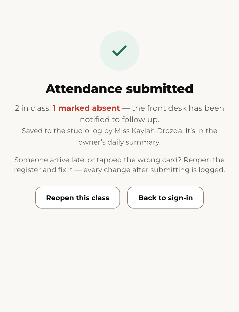 After submitting: Reopen this class, fix the card, submit again.